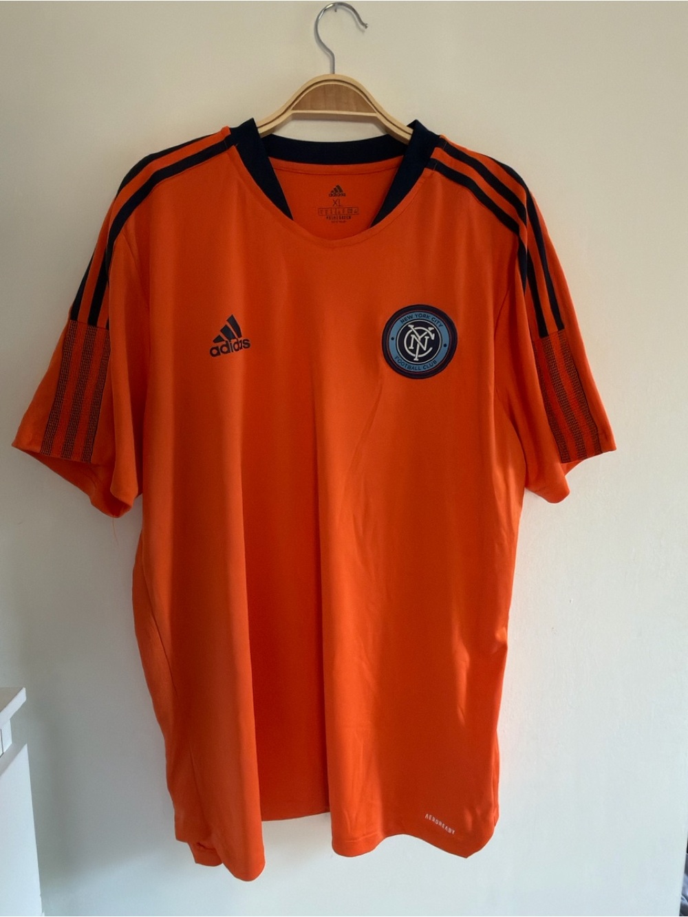 adidas Men’s Orange NYCFC Training Shirt with Navy Accents